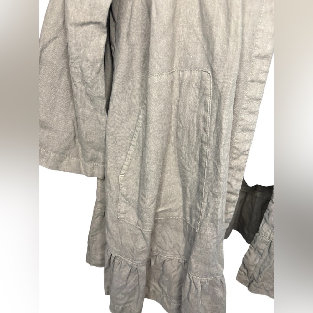 J. JILL Garment Dyed Linen Olive Green Cardigan Jacket Coastal Longline sz L - Picture 6 of 7